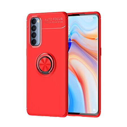 Oppo Reno 4 Pro 4G Ultra Koruma Sağlayan Stant Özellikli Yüzüklü Ravel Silikon Kılıf