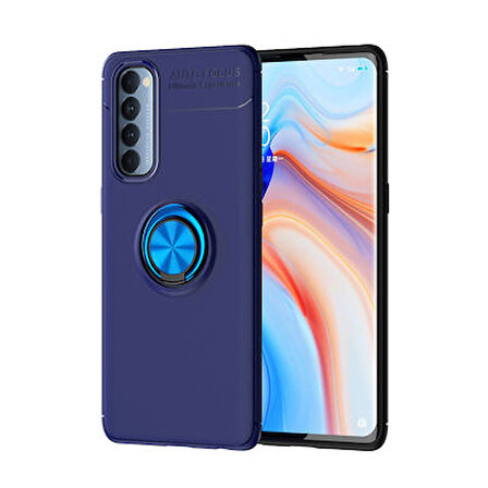 Oppo Reno 4 Pro 4G Kılıf Yüzüğü Stant ve Araç Tutucu Olabilen Şık Esnek Premium Silikon Kapak RYC/Ravel