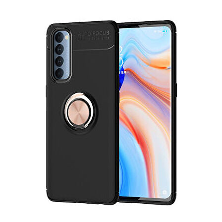 Oppo Reno 4 Pro 4G Kılıf Yüzüğü Stant ve Araç Tutucu Olabilen Şık Esnek Premium Silikon Kapak RYC/Ravel