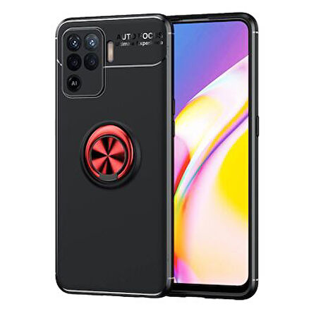 Oppo Reno 5 Lite Kılıf Yüzüğü Stant ve Araç Tutucu Olabilen Şık Esnek Premium Silikon Kapak RYC/Ravel