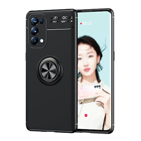 Oppo Reno 5 Pro 5G  Kılıf Yüzüklü Sağlam Esnek Ringo Silikon Kapak