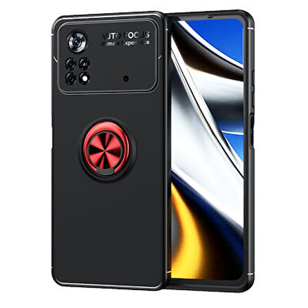 Poco M4 Pro 4G Ultra Koruma Sağlayan Stant Özellikli Yüzüklü Ravel Silikon Kılıf