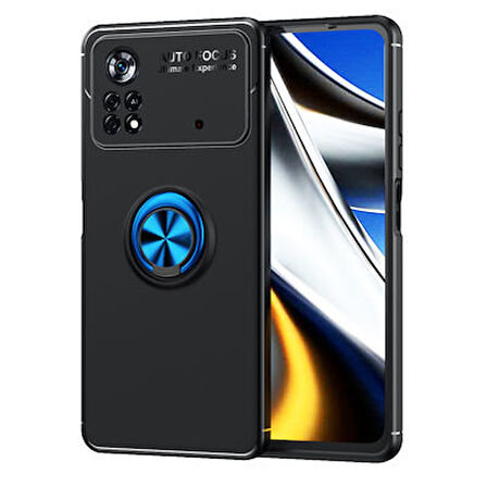 Poco X4 Pro 5G Kılıf Yüzüğü Stant ve Araç Tutucu Olabilen Şık Esnek Premium Silikon Kapak RYC/Ravel