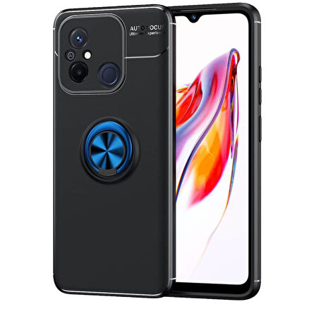 Redmi 12C Kılıf Yüzüğü Stant ve Araç Tutucu Olabilen Şık Esnek Premium Silikon Kapak RYC/Ravel