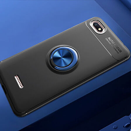 Redmi 6A Kılıf Yüzüğü Stant ve Araç Tutucu Olabilen Şık Esnek Premium Silikon Kapak RYC/Ravel
