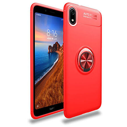 Redmi 7A Kılıf Yüzüğü Stant ve Araç Tutucu Olabilen Şık Esnek Premium Silikon Kapak RYC/Ravel