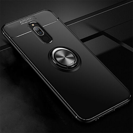 Redmi 8 Ultra Koruma Sağlayan Stant Özellikli Yüzüklü Ravel Silikon Kılıf