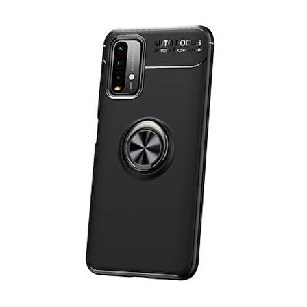 Redmi 9T Ultra Koruma Sağlayan Stant Özellikli Yüzüklü Ravel Silikon Kılıf