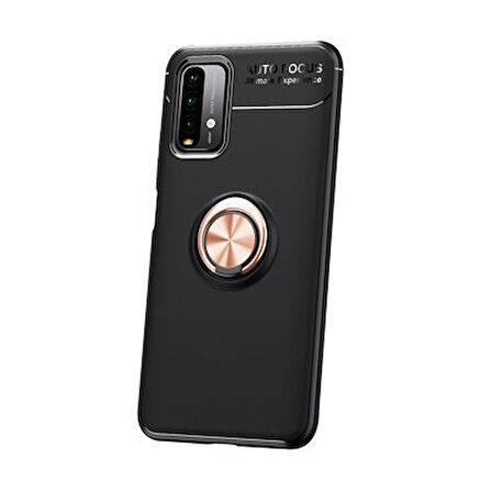 Redmi 9T Kılıf Yüzüğü Stant ve Araç Tutucu Olabilen Şık Esnek Premium Silikon Kapak RYC/Ravel