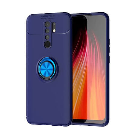 Redmi 9 Kılıf Yüzüğü Stant ve Araç Tutucu Olabilen Şık Esnek Premium Silikon Kapak RYC/Ravel
