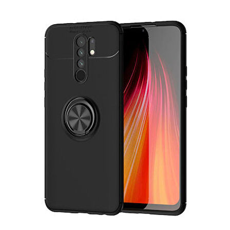 Redmi 9  Kılıf Yüzüklü Sağlam Esnek Ringo Silikon Kapak