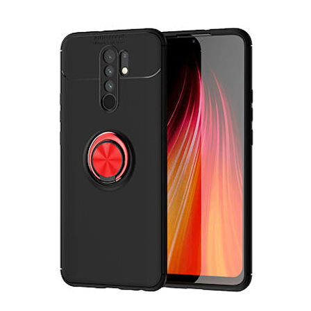 Redmi 9  Kılıf Yüzüklü Sağlam Esnek Ringo Silikon Kapak