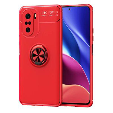 Redmi K40 Ultra Koruma Sağlayan Stant Özellikli Yüzüklü Ravel Silikon Kılıf