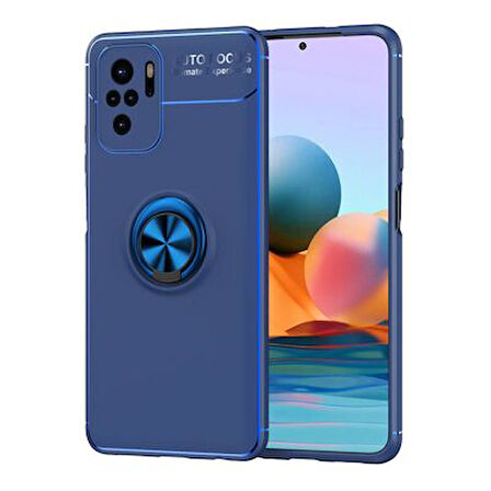 Redmi Note 10S Kılıf Yüzüğü Stant ve Araç Tutucu Olabilen Şık Esnek Premium Silikon Kapak RYC/Ravel