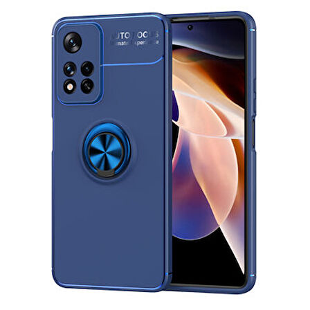 Redmi Note 11 Pro 5G Ultra Koruma Sağlayan Stant Özellikli Yüzüklü Ravel Silikon Kılıf