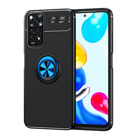 Redmi Note 11S Global Kılıf Yüzüğü Stant ve Araç Tutucu Olabilen Şık Esnek Premium Silikon Kapak RYC/Ravel