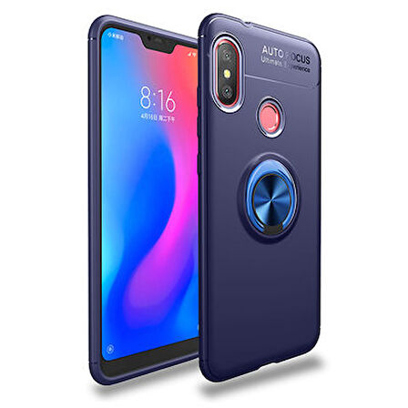 Redmi Note 6 Pro Ultra Koruma Sağlayan Stant Özellikli Yüzüklü Ravel Silikon Kılıf