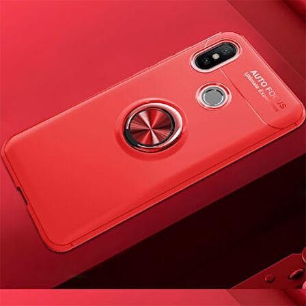 Redmi Note 7 Ultra Koruma Sağlayan Stant Özellikli Yüzüklü Ravel Silikon Kılıf