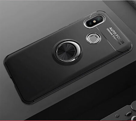 Redmi Note 7 Ultra Koruma Sağlayan Stant Özellikli Yüzüklü Ravel Silikon Kılıf