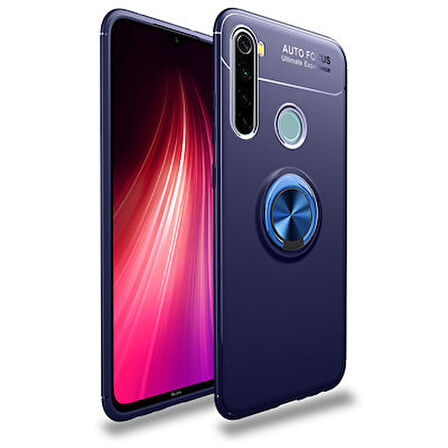 Redmi Note 8 Kılıf Yüzüğü Stant ve Araç Tutucu Olabilen Şık Esnek Premium Silikon Kapak RYC/Ravel