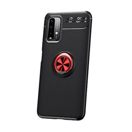 Redmi Note 9 4G Ultra Koruma Sağlayan Stant Özellikli Yüzüklü Ravel Silikon Kılıf