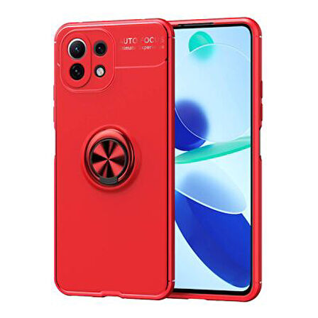 Xiaomi Mi 11 Lite Ultra Koruma Sağlayan Stant Özellikli Yüzüklü Ravel Silikon Kılıf