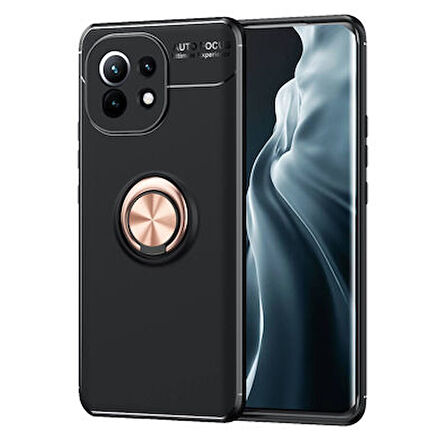Xiaomi Mi 11 Ultra Koruma Sağlayan Stant Özellikli Yüzüklü Ravel Silikon Kılıf