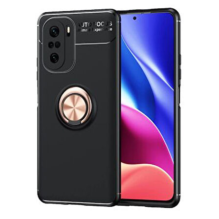 Xiaomi Mi 11İ Ultra Koruma Sağlayan Stant Özellikli Yüzüklü Ravel Silikon Kılıf