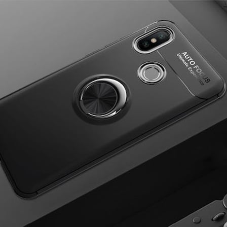 Xiaomi Mi 8 Ultra Koruma Sağlayan Stant Özellikli Yüzüklü Ravel Silikon Kılıf