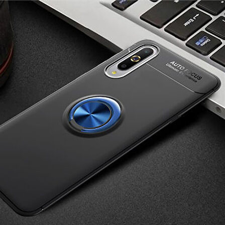Xiaomi Mi A3 Ultra Koruma Sağlayan Stant Özellikli Yüzüklü Ravel Silikon Kılıf