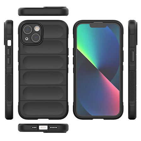 İphone 13 Kılıf Rahat Tutulabilir Yapılı İçi Kadife Kaplamalı Etnik Premium TPU Silikon Kapak