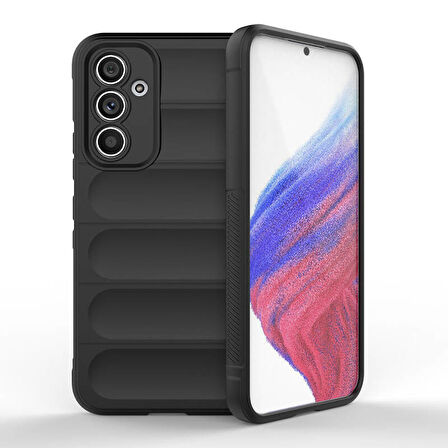 Samsung Galaxy A54 Kılıf İçi Kadife Dolgulu Dalga Tutma Haznelli Premium TPU Silikon Kapak RYC/Etnik