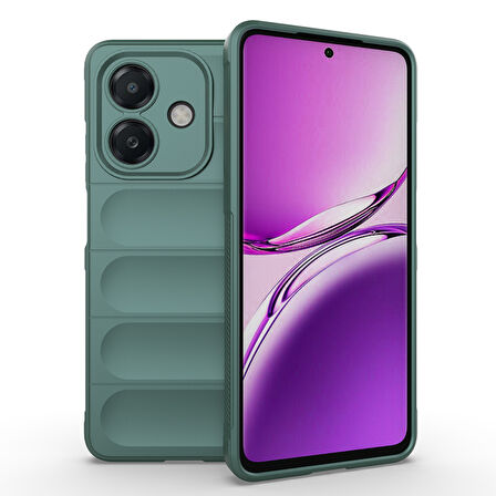 Oppo A3 Kılıf İçi Kadife Dolgulu Dalga Tutma Haznelli Premium TPU Silikon Kapak RYC/Etnik