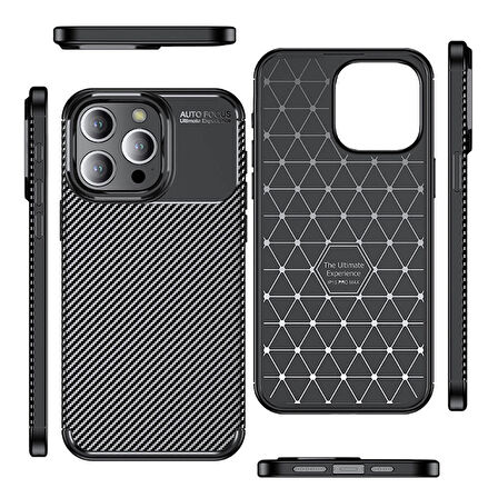 iPhone 12 Pro Kılıf Karbon Desenli Şık Negro Premium Silikon Kapak