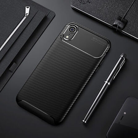 iPhone XR Kılıf Karbon Desenli Şık Negro Premium Silikon Kapak