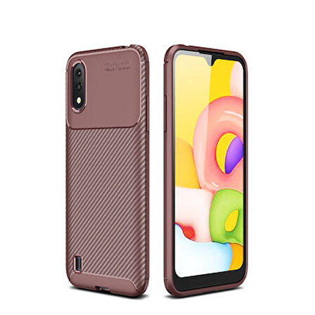 Samsung Galaxy A01 Kılıf Karbon Desenli Şık Negro Premium Silikon Kapak