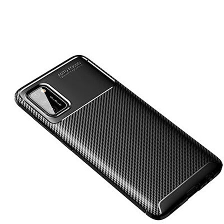 Samsung Galaxy A02S Kılıf Karbon Desenli Esnek Yüksek Kaliteli Meteryalden Üretilmiş Silikon Kapak RYC/Negro