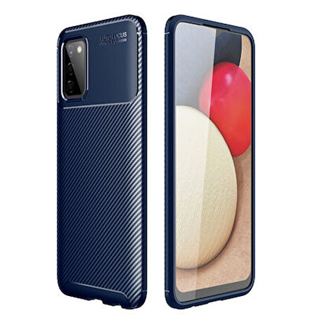 Samsung Galaxy A03S Kılıf Karbon Desenli Esnek Yüksek Kaliteli Meteryalden Üretilmiş Silikon Kapak RYC/Negro