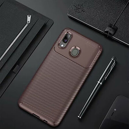 Samsung Galaxy A10S Kılıf Karbon Desenli Şık Tamia Premium Silikon Kapak
