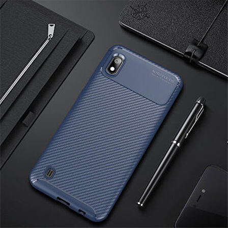 Samsung Galaxy A10 Kılıf Karbon Desenli Şık Tamia Premium Silikon Kapak