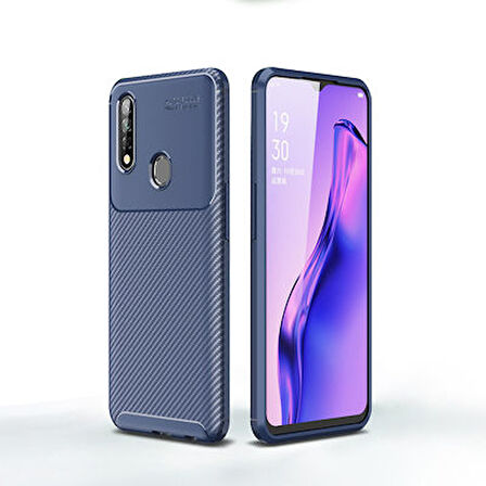 Oppo A31 Kılıf Karbon Desenli Esnek Yüksek Kaliteli Meteryalden Üretilmiş Silikon Kapak RYC/Negro