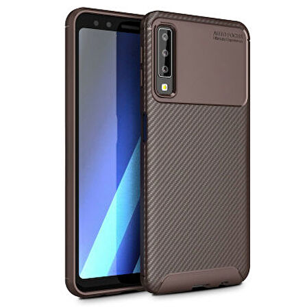 Samsung Galaxy A7 2018 Kılıf Karbon Desenli Esnek Yüksek Kaliteli Meteryalden Üretilmiş Silikon Kapak RYC/Negro