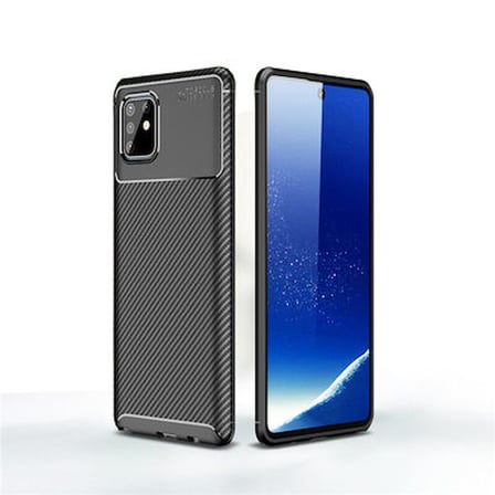 Samsung Galaxy Note 10 Lite Kılıf Karbon Desenli Esnek Yüksek Kaliteli Meteryalden Üretilmiş Silikon Kapak RYC/Negro
