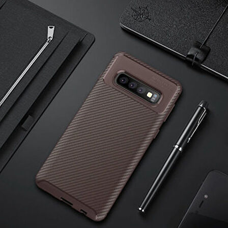 Samsung Galaxy S10E Kılıf Karbon Desenli Şık Tamia Premium Silikon Kapak