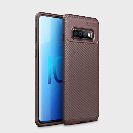 Samsung Galaxy S10 Plus Kılıf Karbon Desenli Şık Negro Premium Silikon Kapak