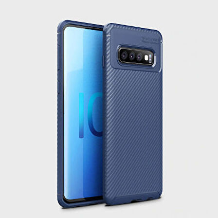 Samsung Galaxy S10 Plus Kılıf Karbon Desenli Şık Negro Premium Silikon Kapak