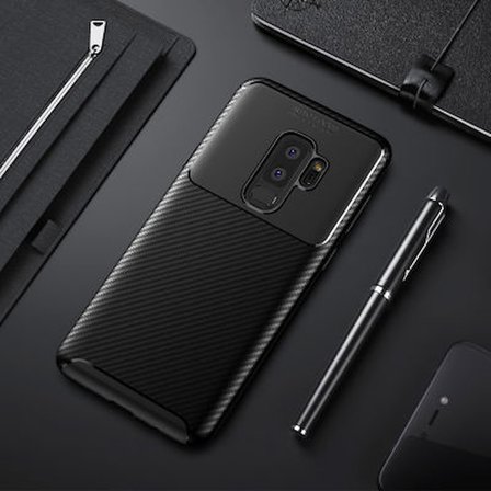 Samsung Galaxy S9 Plus Kılıf Karbon Desenli Şık Tamia Premium Silikon Kapak