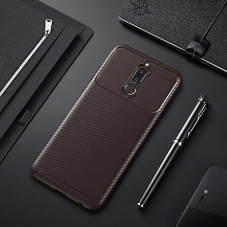 Huawei Mate 10 Lite Kılıf Karbon Desenli Esnek Yüksek Kaliteli Meteryalden Üretilmiş Silikon Kapak RYC/Negro