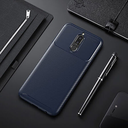Huawei Mate 10 Lite Kılıf Karbon Desenli Şık Tamia Premium Silikon Kapak