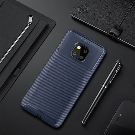 Huawei Mate 20 Pro Kılıf Karbon Desenli Şık Tamia Premium Silikon Kapak